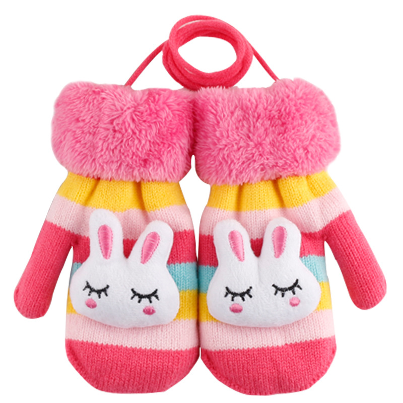 儿童手套冬宝宝男婴儿小孩加绒加厚女保暖可爱卡通针织小手套大童