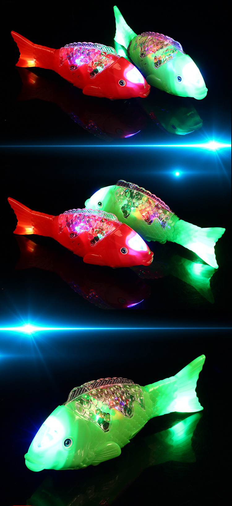 电动鱼玩具 仿真发光摇摆鱼儿童玩具会跑会动的鱼闪光带音乐投影