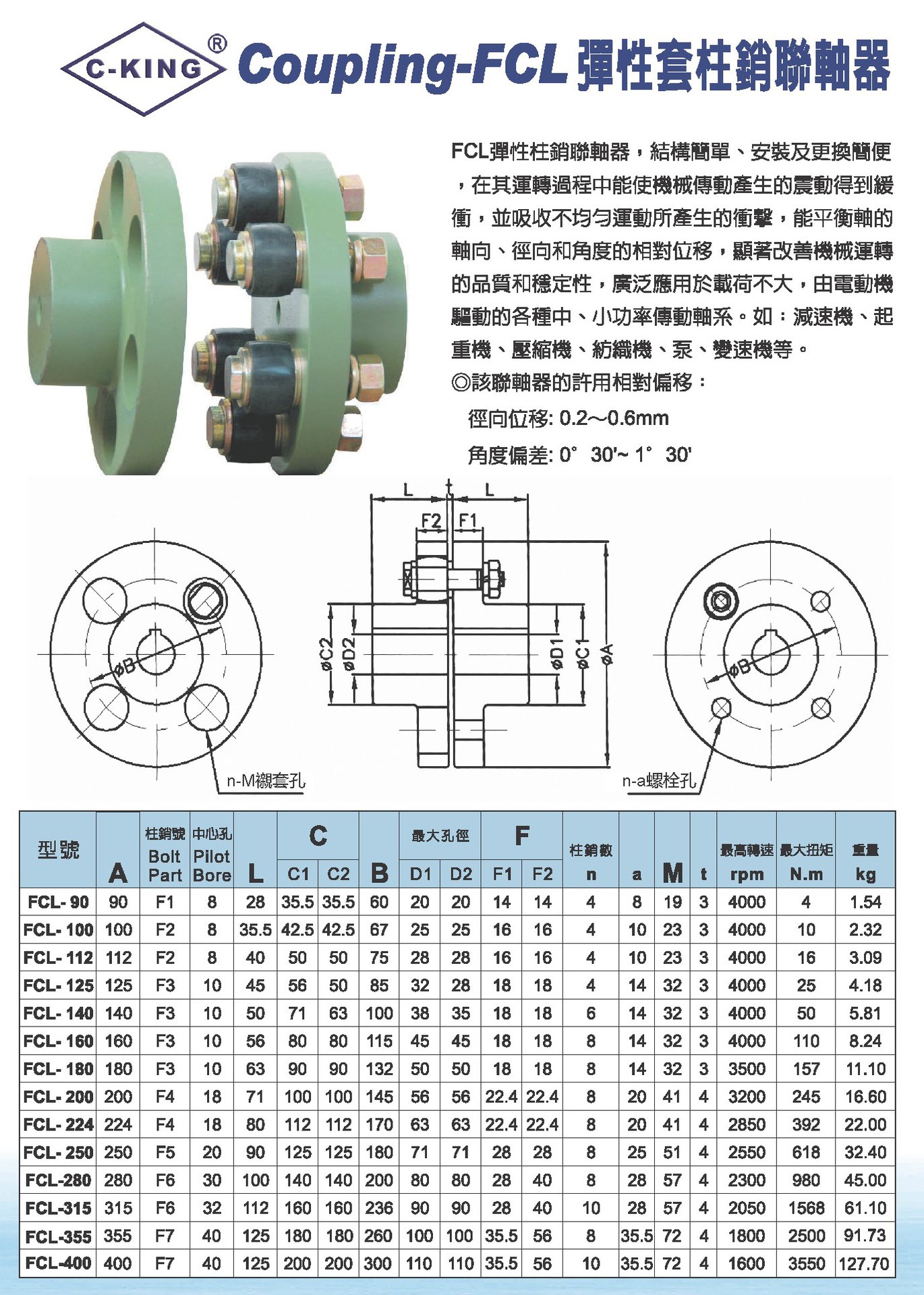 ckingfcl90fcl弹性套柱销联轴器