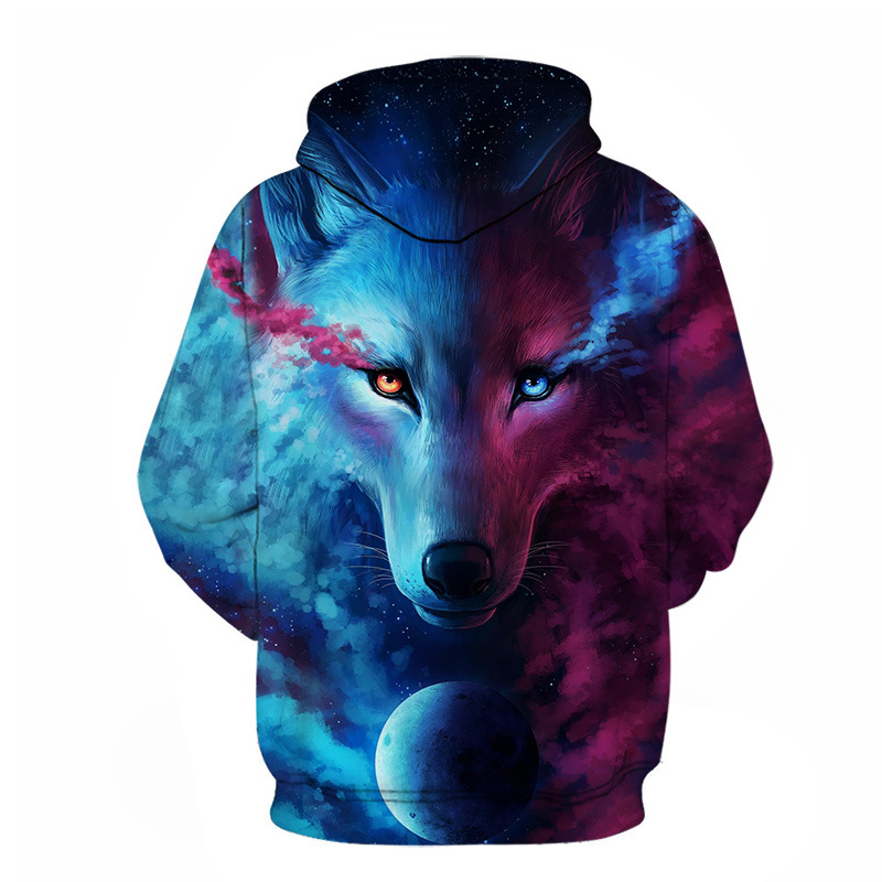 跨境热卖冰火狼 数码印花连帽卫衣男女 大码情侣装棒球运动服上衣