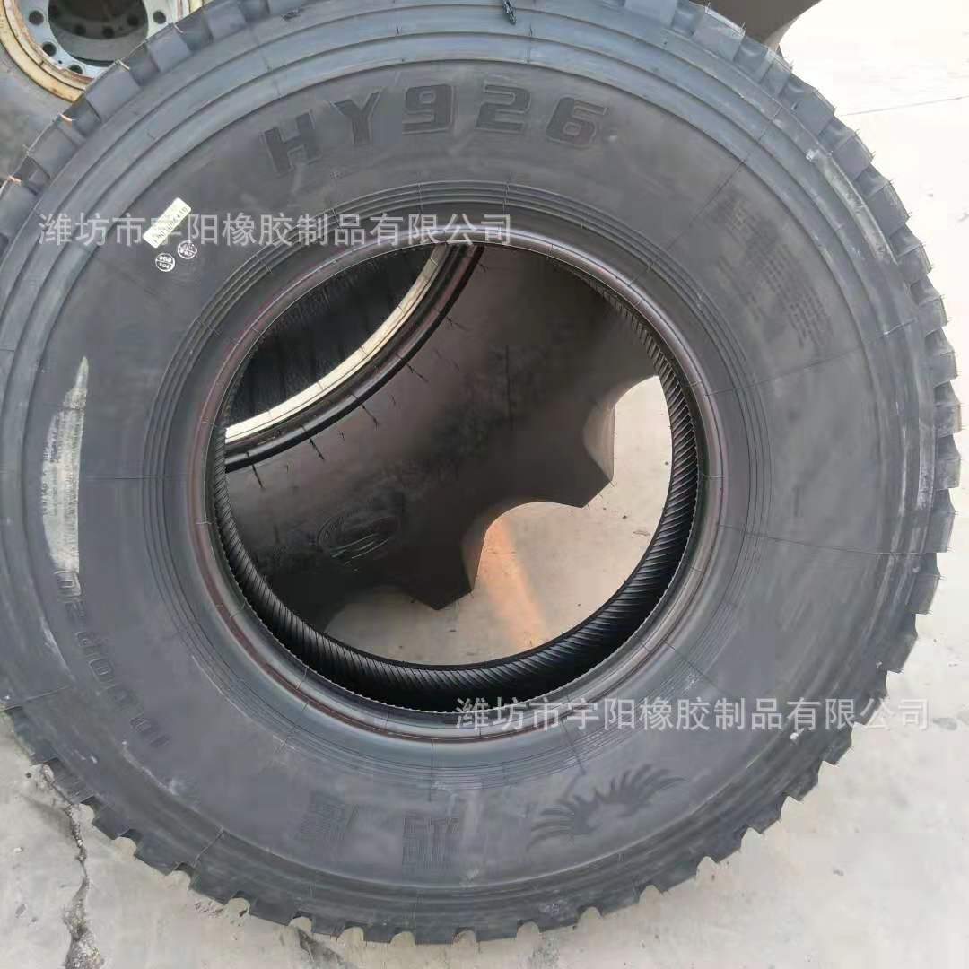 鸿鹰10.00r20三线花纹 前四后八货车 载重汽车钢丝轮胎