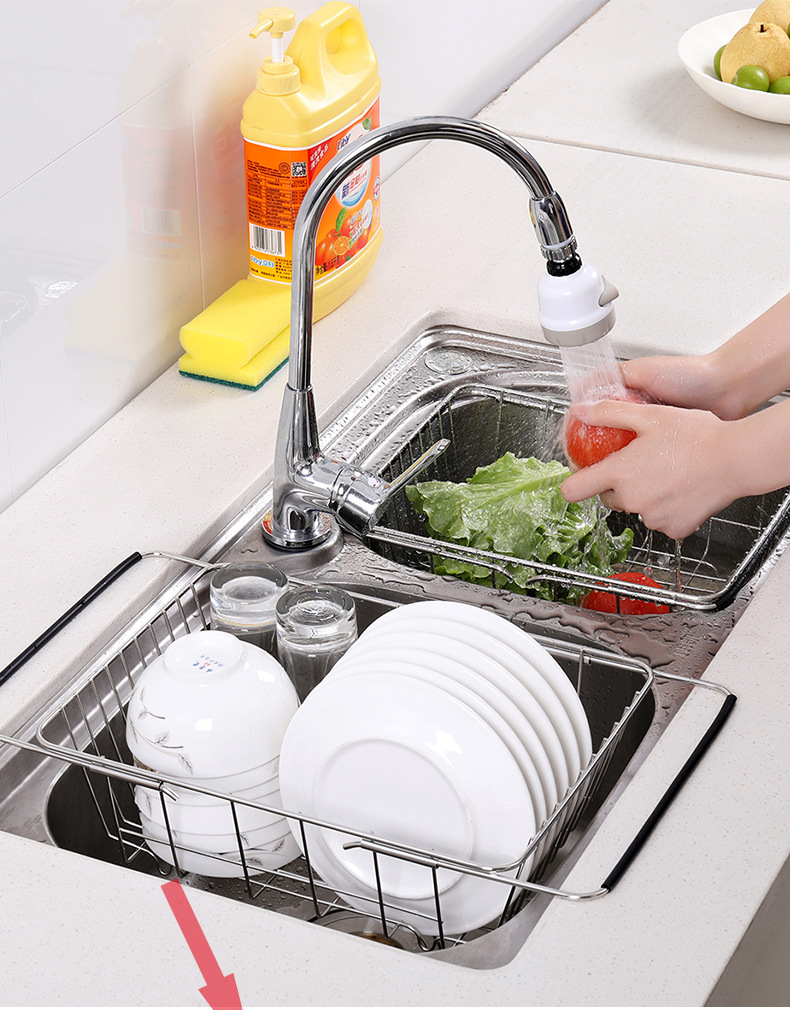 厨房水槽沥水篮304不锈钢水池沥水架洗菜盆滤水篮碗架篮子可伸缩