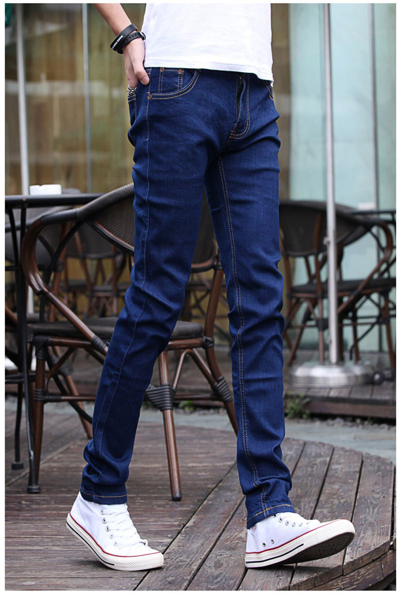 夏季潮牌男士牛仔裤韩版修身小脚休闲裤帅气潮流春秋男裤一件代发