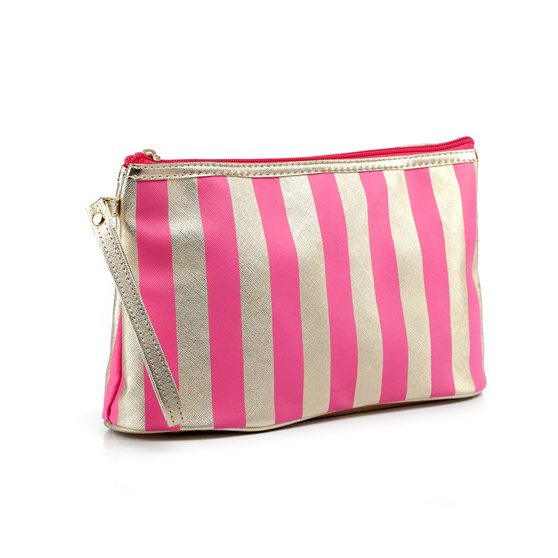 Korean Style Women's Striped Clutch Cosmetic Storage Bag Travel Portable and Versatile Beauty Bag Factory Direct Sales