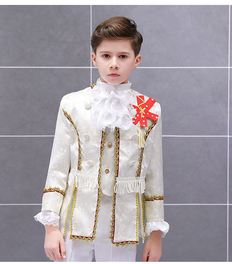 儿童六一欧洲宫廷服装演出礼服男舞台复古白马王子欧式表演服套装