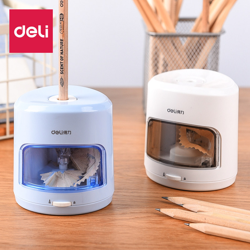 得力电动削笔器卷笔刀可调自动多功能铅笔刀刨铅笔刀转笔刀削笔机