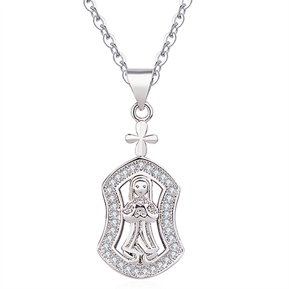 欧美饰品时尚圆形字母吊坠耶稣基督教徒旅途行者的守护神吊坠项链