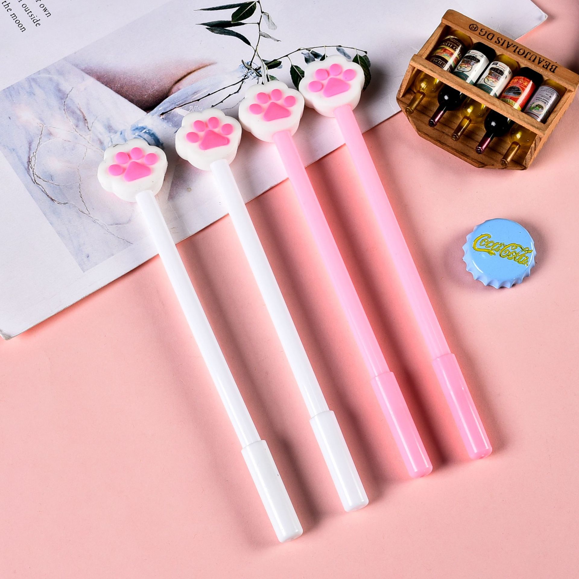 韩版可爱少女心软萌猫爪笔粉色大号硅胶头猫爪子中性笔学生签字笔