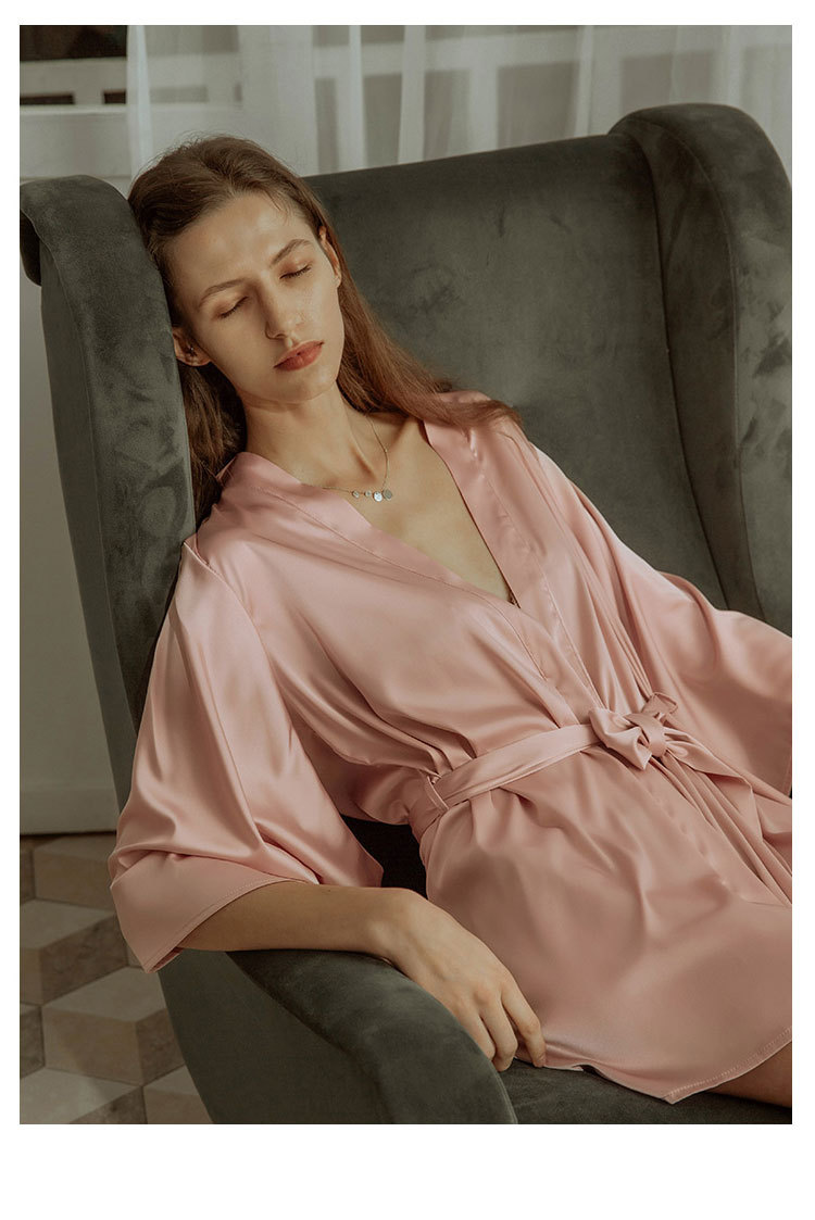 2019睡衣女秋冬性感薄款仿真丝绸缎冰丝睡袍新娘晨袍ins浴袍睡袍