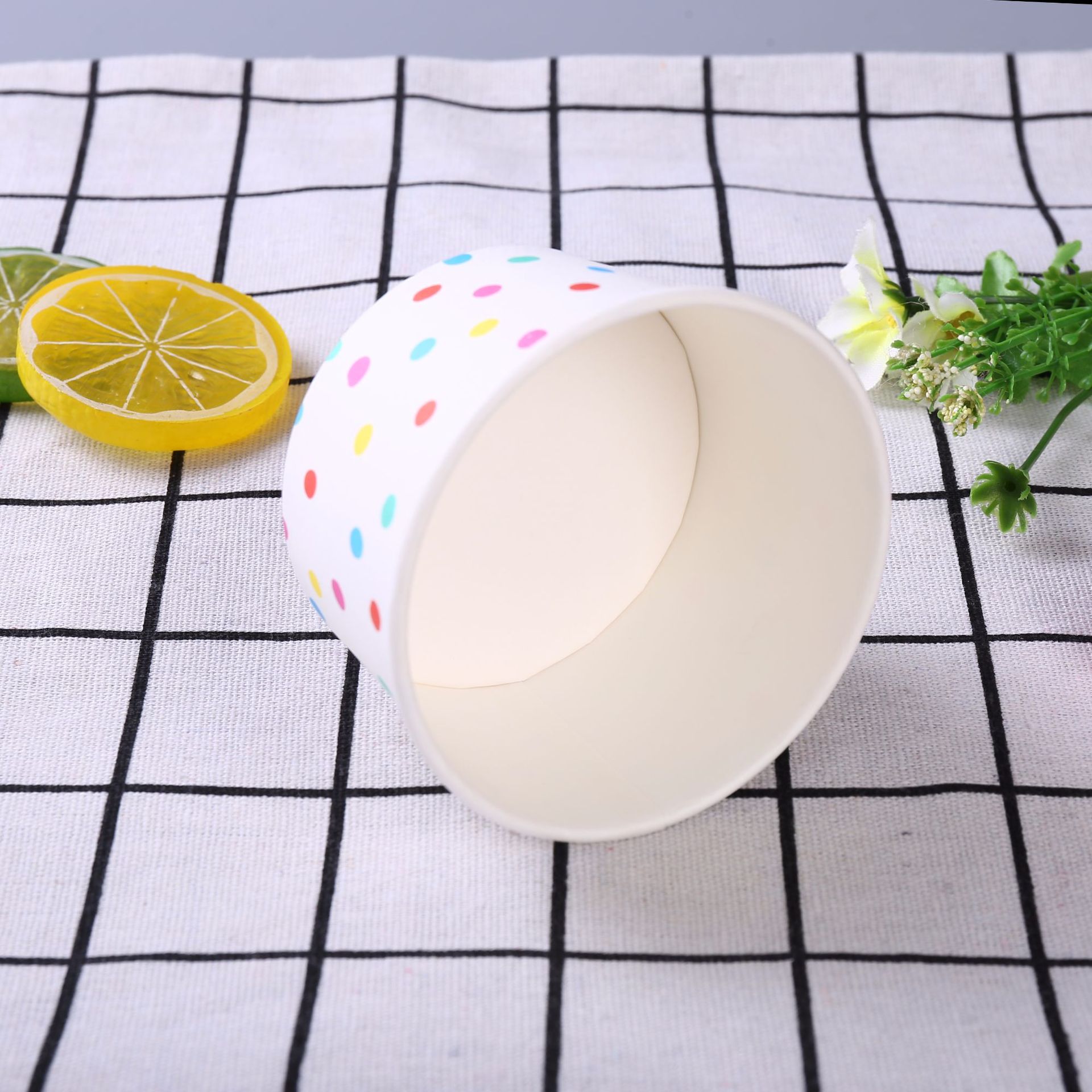 彩色冰淇淋纸碗定制 双层中空防烫小吃纸杯碗 一次性纸碗定做批发