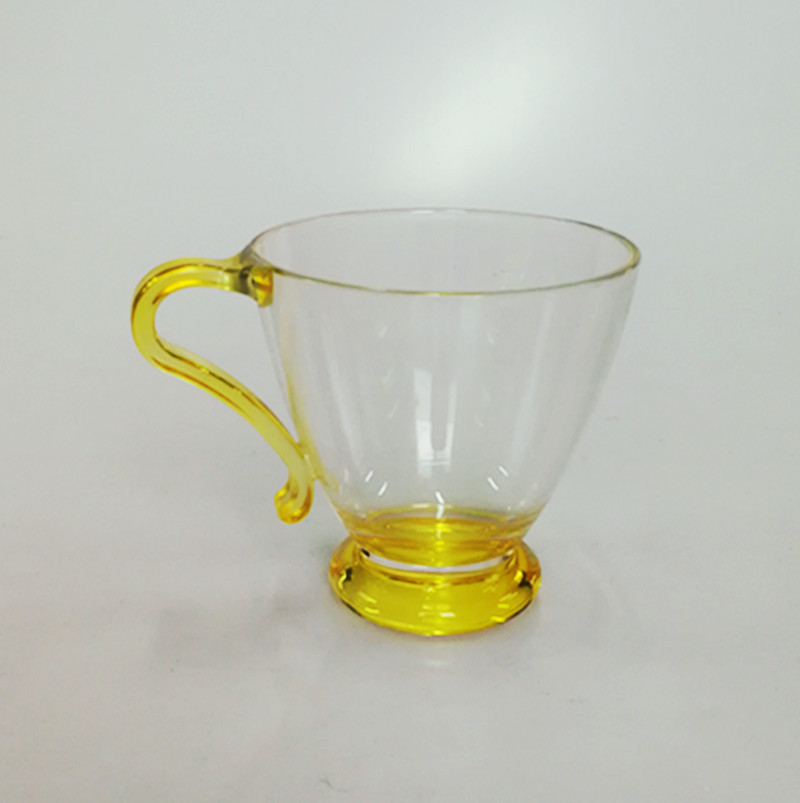 亚克力咖啡杯 炫彩小圆底手柄杯 240ml透明 环保时尚 厂家直销