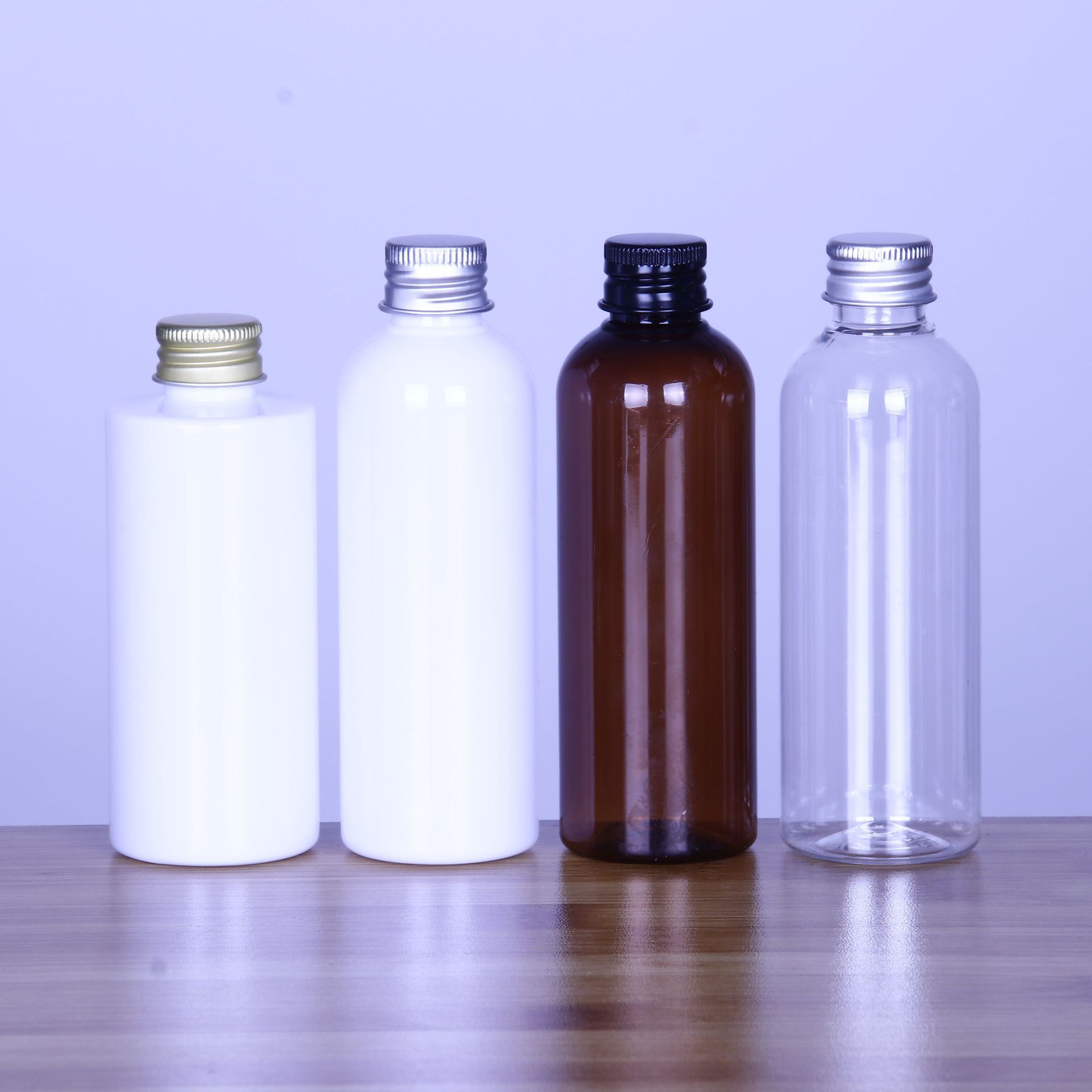 现货100ml毫升透明塑料瓶 pet配铝盖化妆水瓶 铝盖鱼药分装小瓶