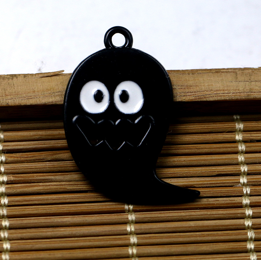wish爆款 西方圣诞节黑色搞怪趣味幽灵吊坠项链耳环 diy厂家批发