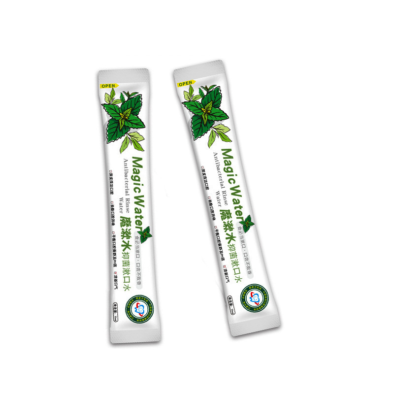 漱口水便携袋装漱口液口臭清洁一次性条状酒店漱口餐厅专用绿茶味