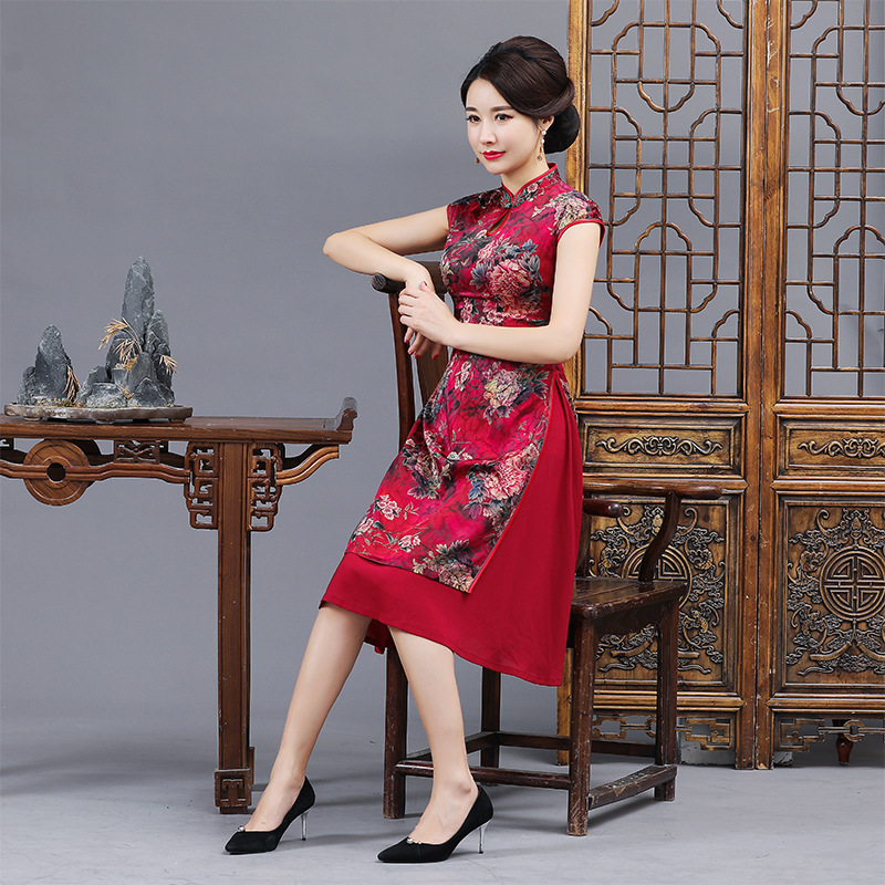 旗袍 真丝 红图片-海量高清旗袍 真丝 红图片大全 - 阿里巴巴