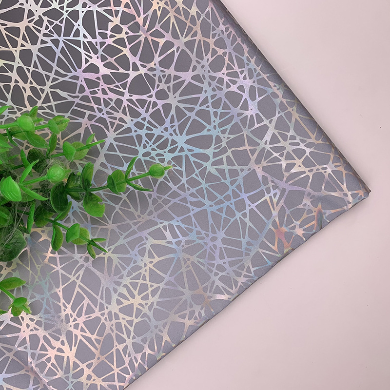 烫金面料七彩反光布料风衣面料发光布炫彩幻彩夜光鸟巢面料科技布