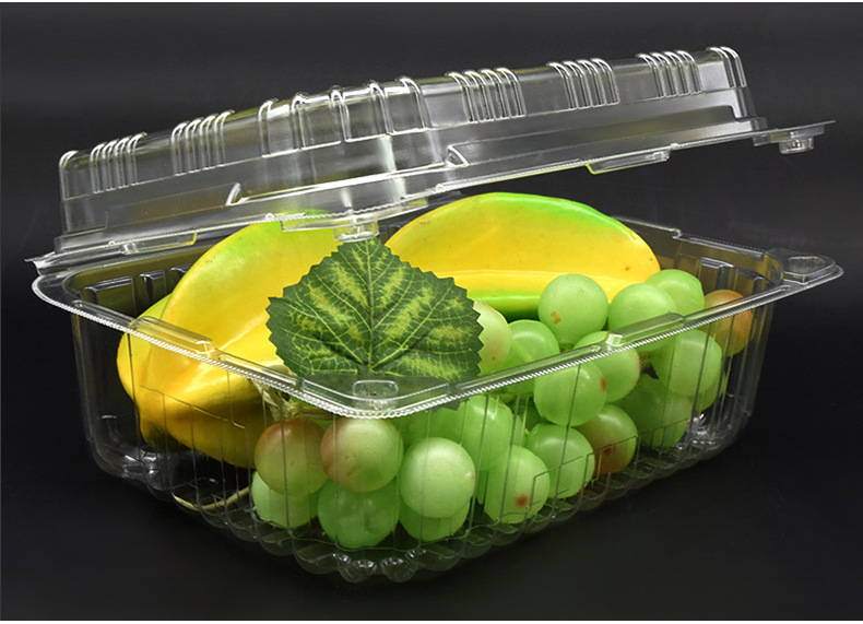鲜果乐750m长方形塑料水果包装盒 食品保鲜一次性透明果蔬盒pet