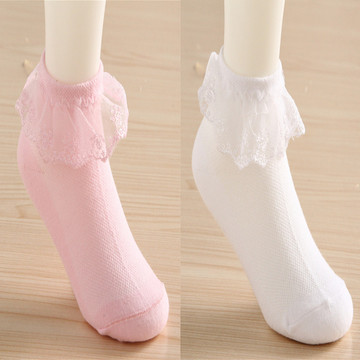 儿童白袜子棉女孩短袜女童蕾丝拉丁舞花边袜春秋薄款公主棉袜夏