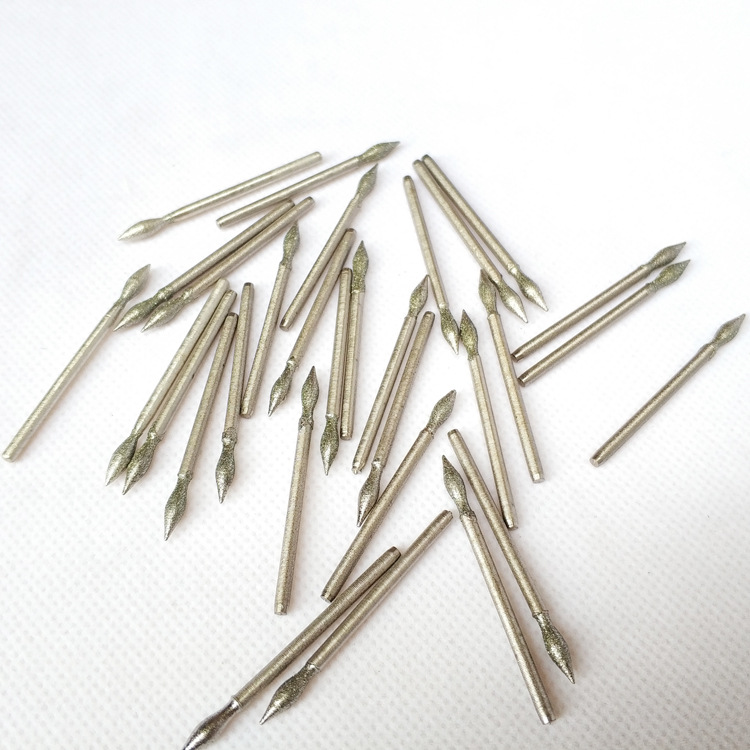 j针枣核钉玉雕工具磨头 石雕打磨修光金刚石磨棒钻头翡翠开窗去皮