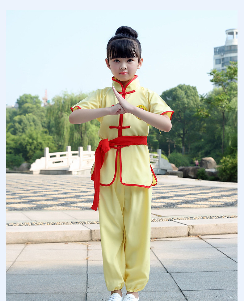 新款中国功夫演出服儿童武术表演服装少儿练功服太极拳服长袖短袖
