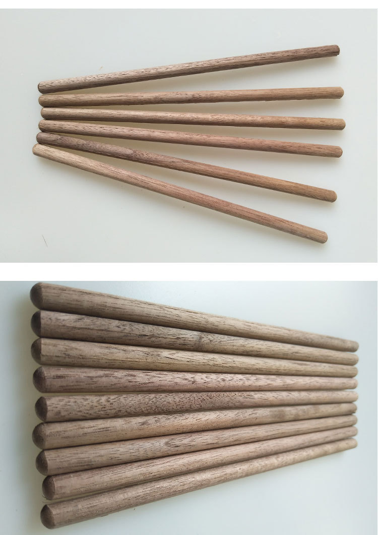 厂家批发8mm黑胡桃木圆木棒细圆棒木条 实心木棍打磨圆头木制品