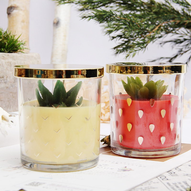 Creative Fruit Glass Aromatherapy Candle Home Deodorant Supplies Hand Gift Smoke-Free Soy Wax Fragrance Candle Cup