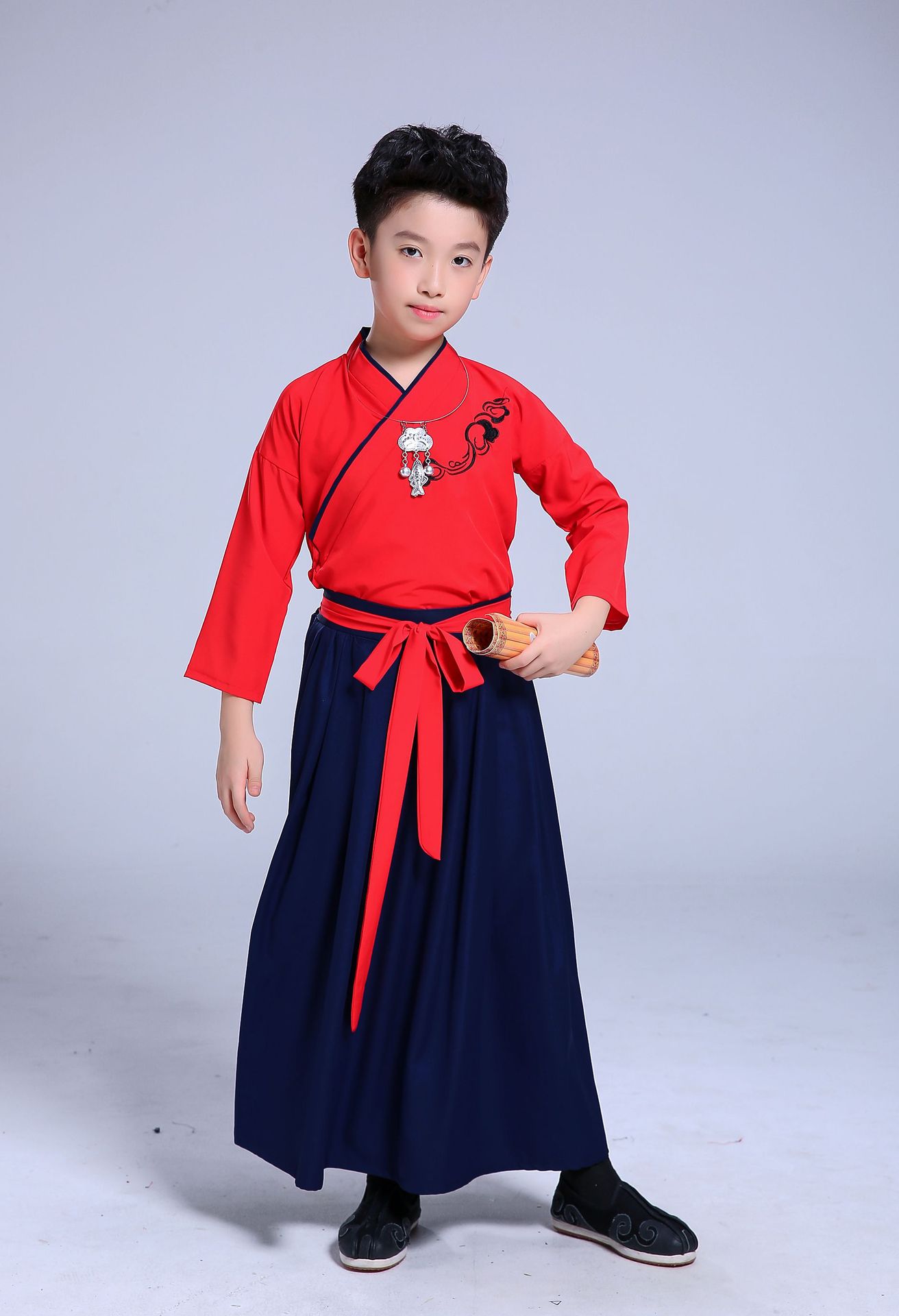 儿童汉服中国风男童古装套装书童服装舞台表演服国学服复古演出服