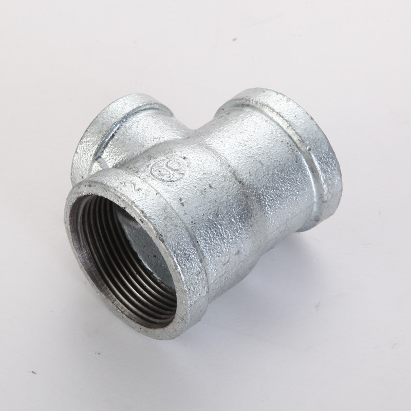 镀锌玛钢侧大三通 内丝变径消防水管接头异径三通 dn32*dn25*dn25