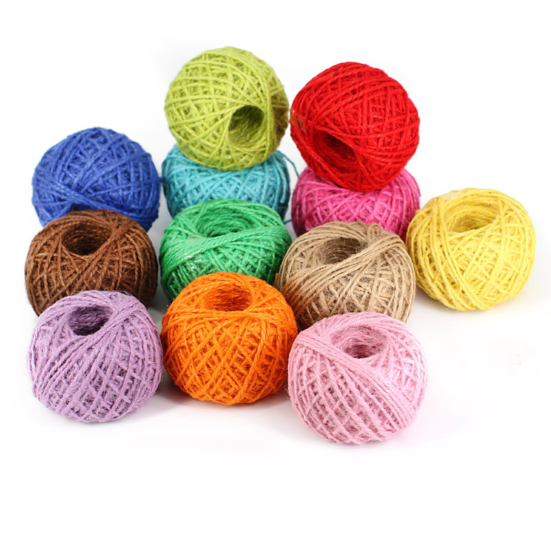 彩色麻绳 diy手工编织幼儿园装饰复古风格照片夹子黄麻绳40米