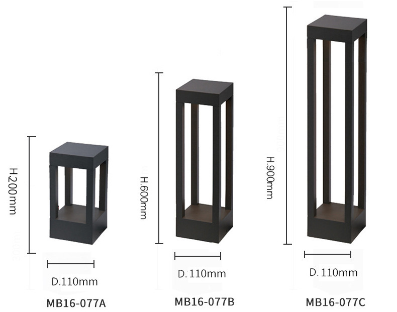 明博照明方形庭院灯户外现代简约景观灯别墅草地灯防水led草坪灯
