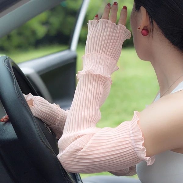 Summer Sun-Proof Lace Sun Protection Oversleeve Women's Thin UV-Proof Ice Sleeve Driving Long Ice Silk Arm Guard Arm Sleeve