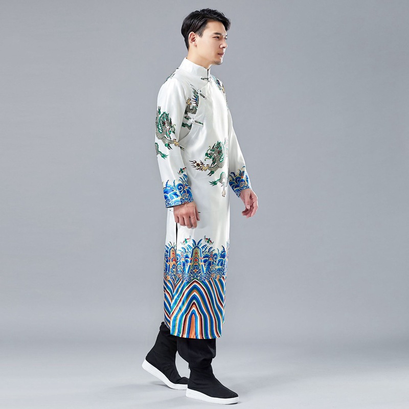 中国风古风龙袍民国风长衫大褂结婚礼服古装伴郎服中式唐装演出服