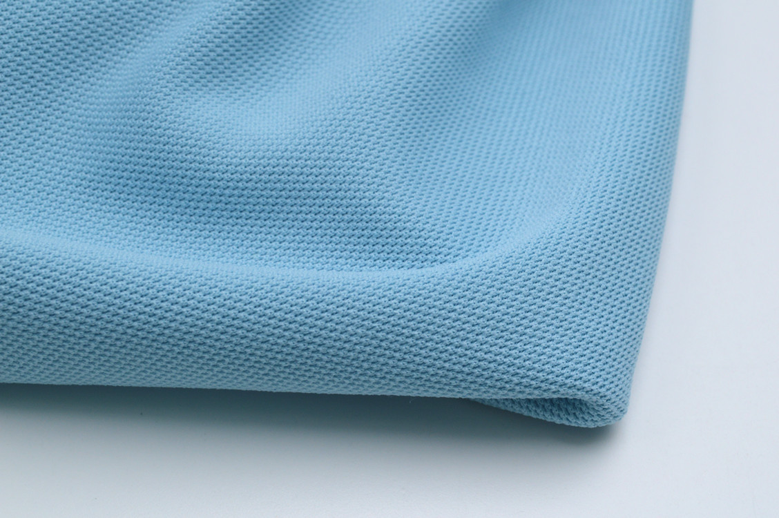 现货批发针织原纱吸排抗紫外upf40  双面珠地布 工装工作服面料