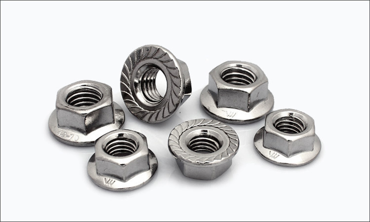 304/316不锈钢法兰螺母m3-m16 带齿紧固件设备带垫防松六角螺丝帽