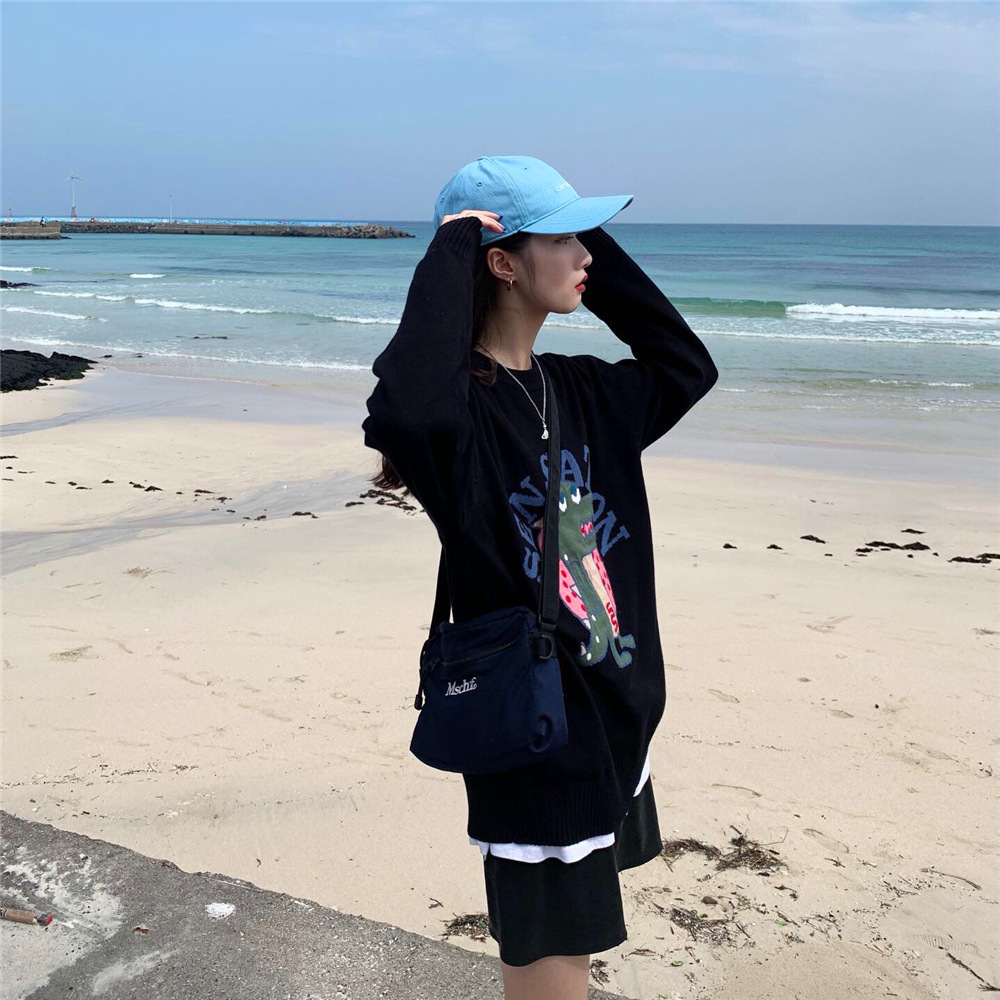 2019秋装新款韩版原宿风少女学生宽松毛衣女休闲百搭长袖上衣服女