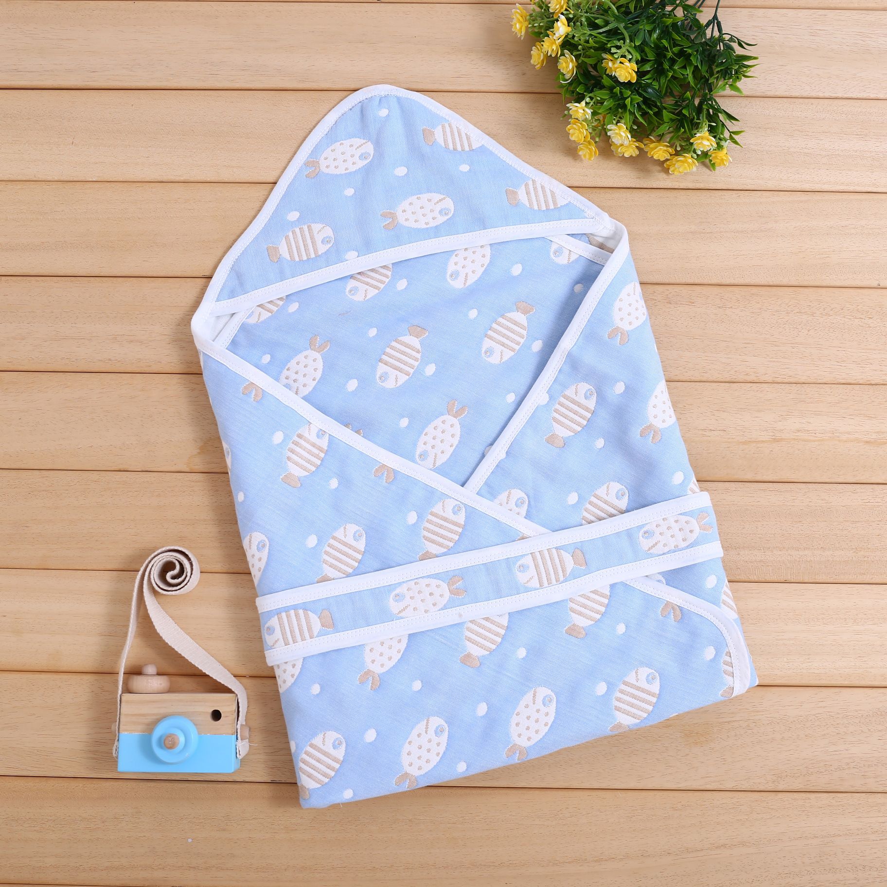 婴儿抱被新生儿包被春秋纯棉盖毯抱毯宝宝襁褓春夏季纱布包巾被子