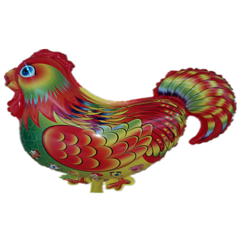 厂家直销儿童卡通铝膜气球带尾巴花公鸡 批发升空轻气球大公鸡