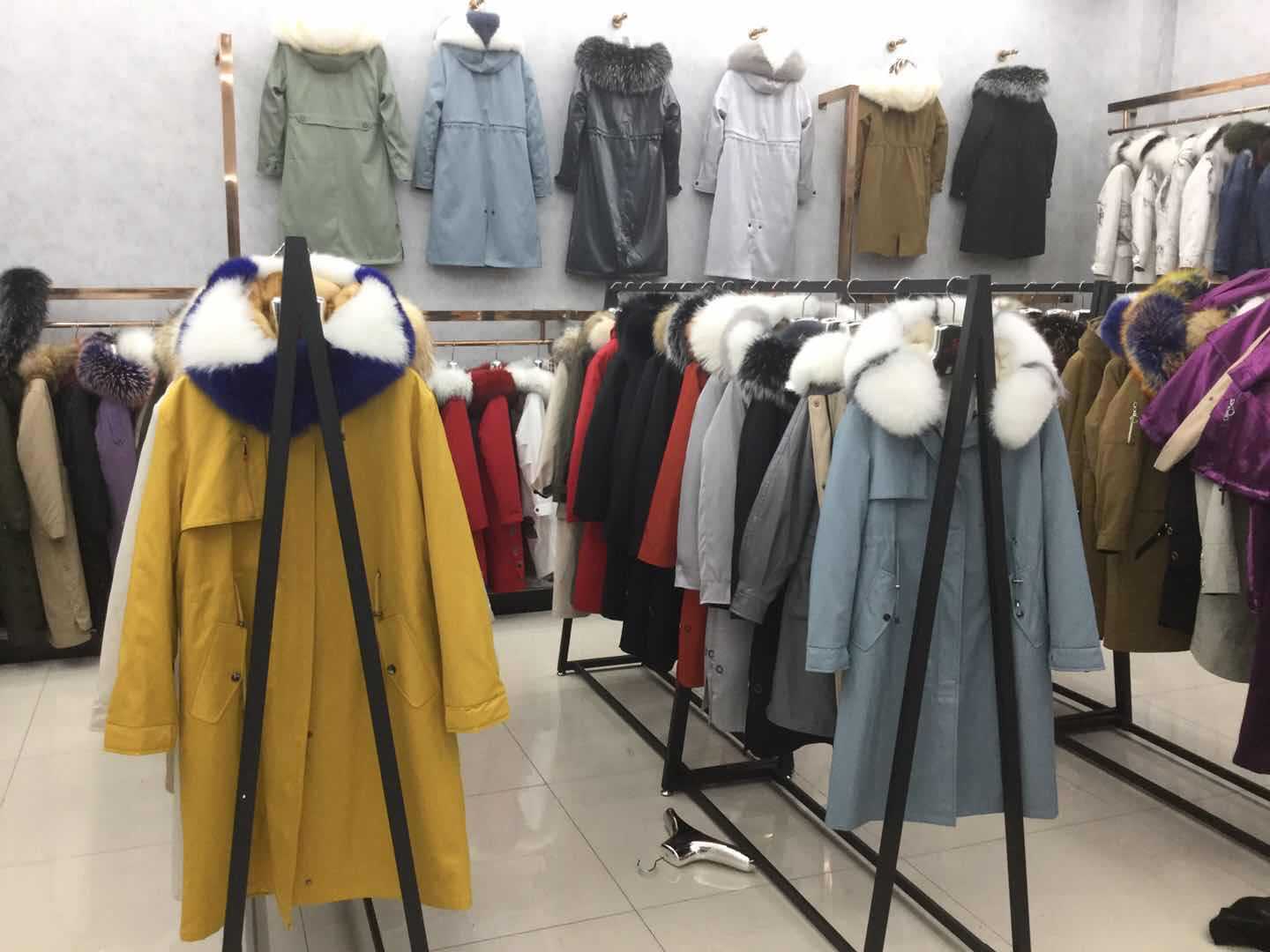 2019年新品皮草派克服男女款獭兔绒内胆印花可拆卸狐狸毛领尼克服