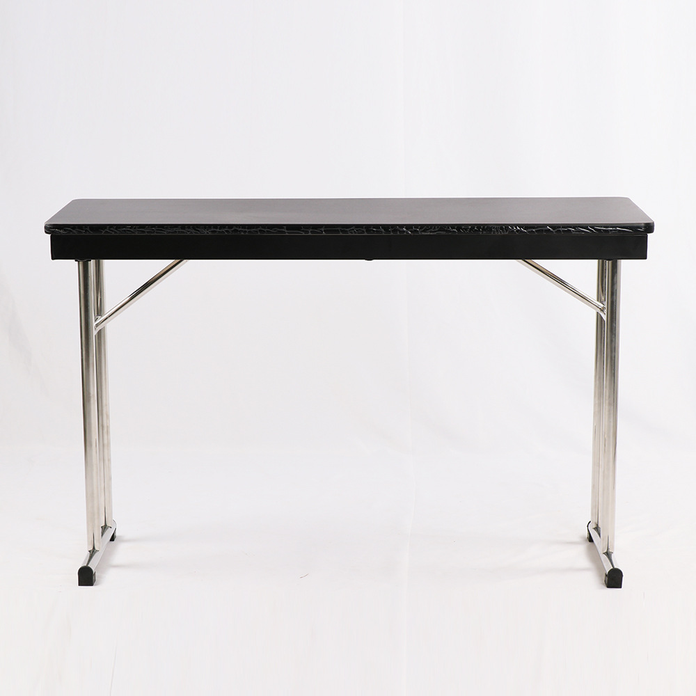 工厂订制小长桌优质防火板面不锈钢脚折叠会议台 t型防撞条形桌子