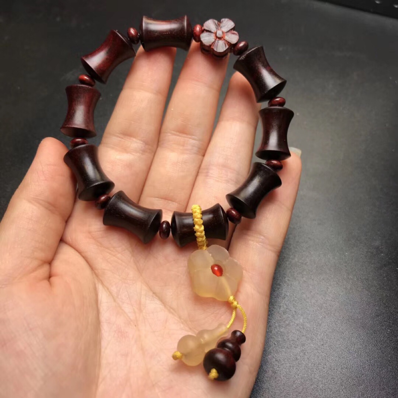 印度老料小叶紫檀竹节老料顺纹手链 君子竹节佛珠念珠手串男女士