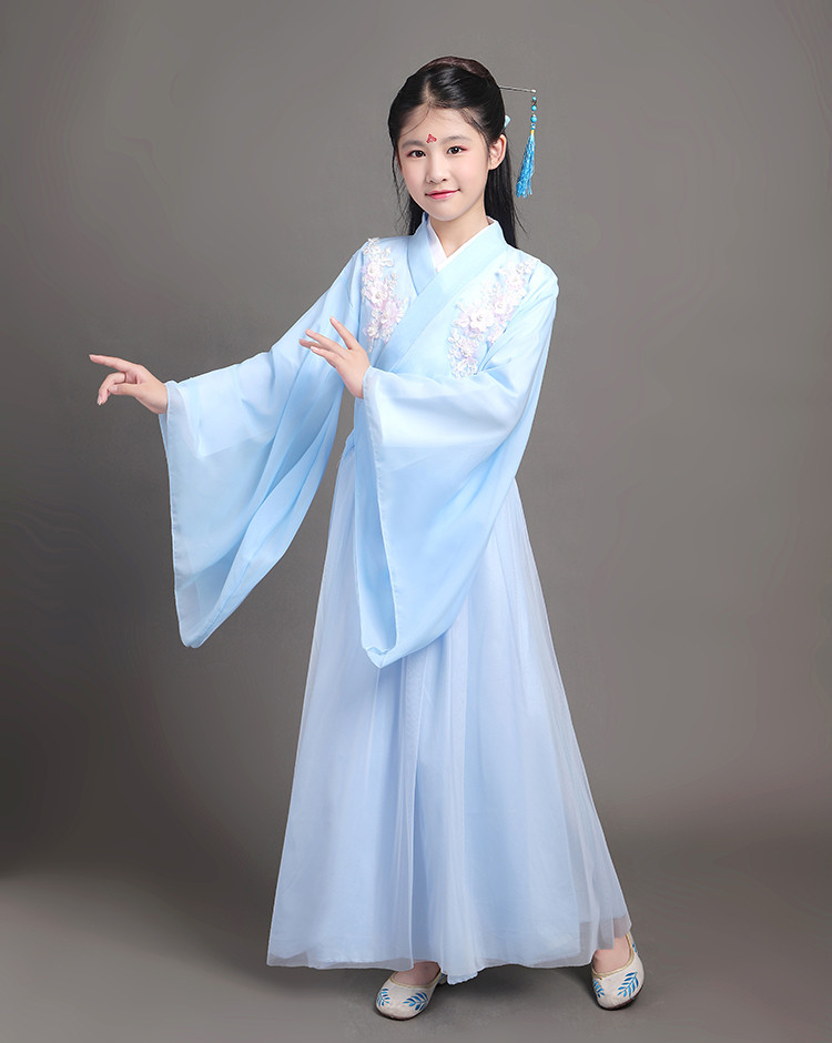 汉服儿童小孩古装仙女广袖流仙裙中国风古代公主轻纱古装古筝礼服
