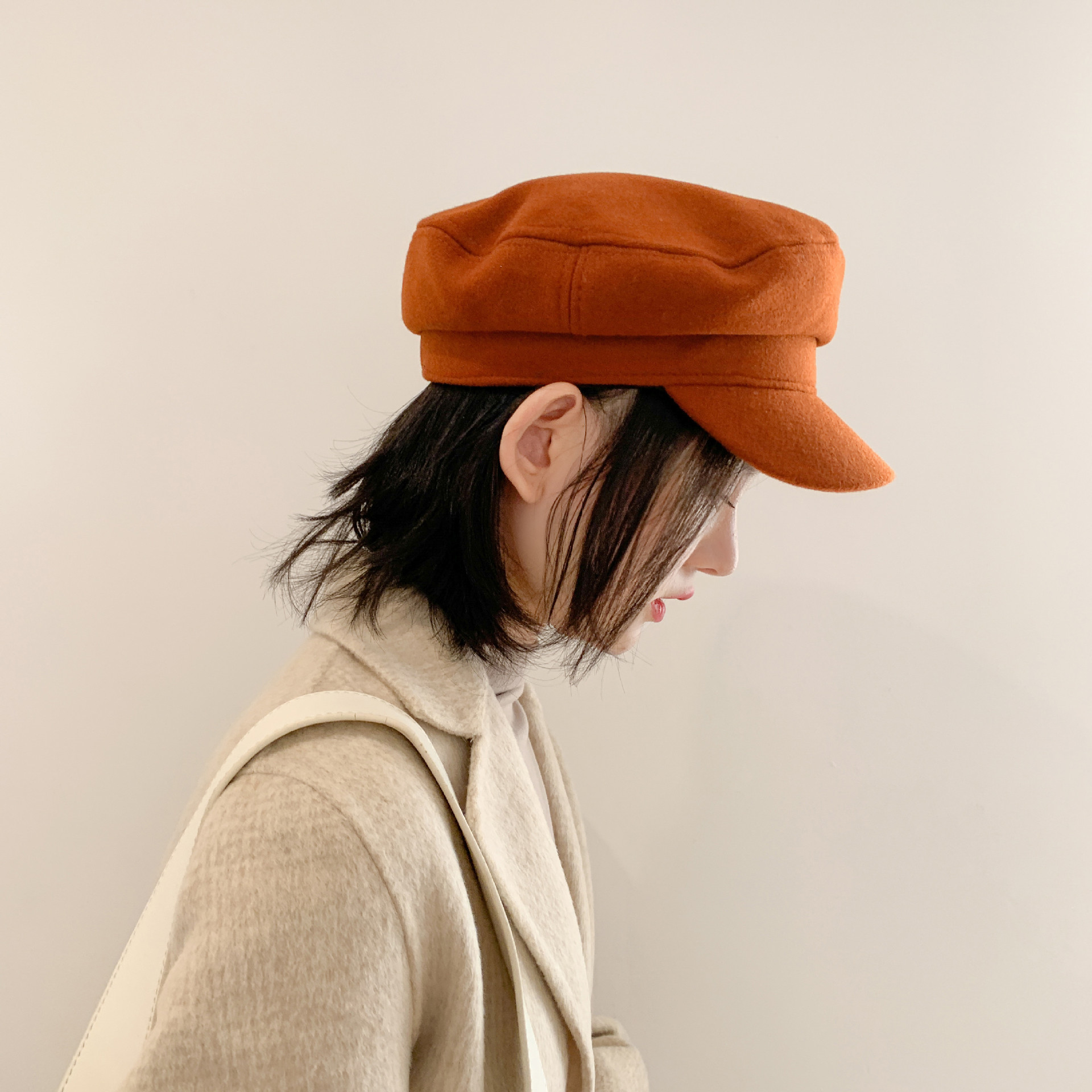 贝雷帽女韩版潮百搭鸭舌帽秋冬季休闲海军八角帽防风英伦复古帽子