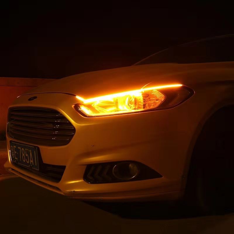 七彩摇控汽车led超薄导光条日行灯加装眉灯炫彩带转向流光跑马灯