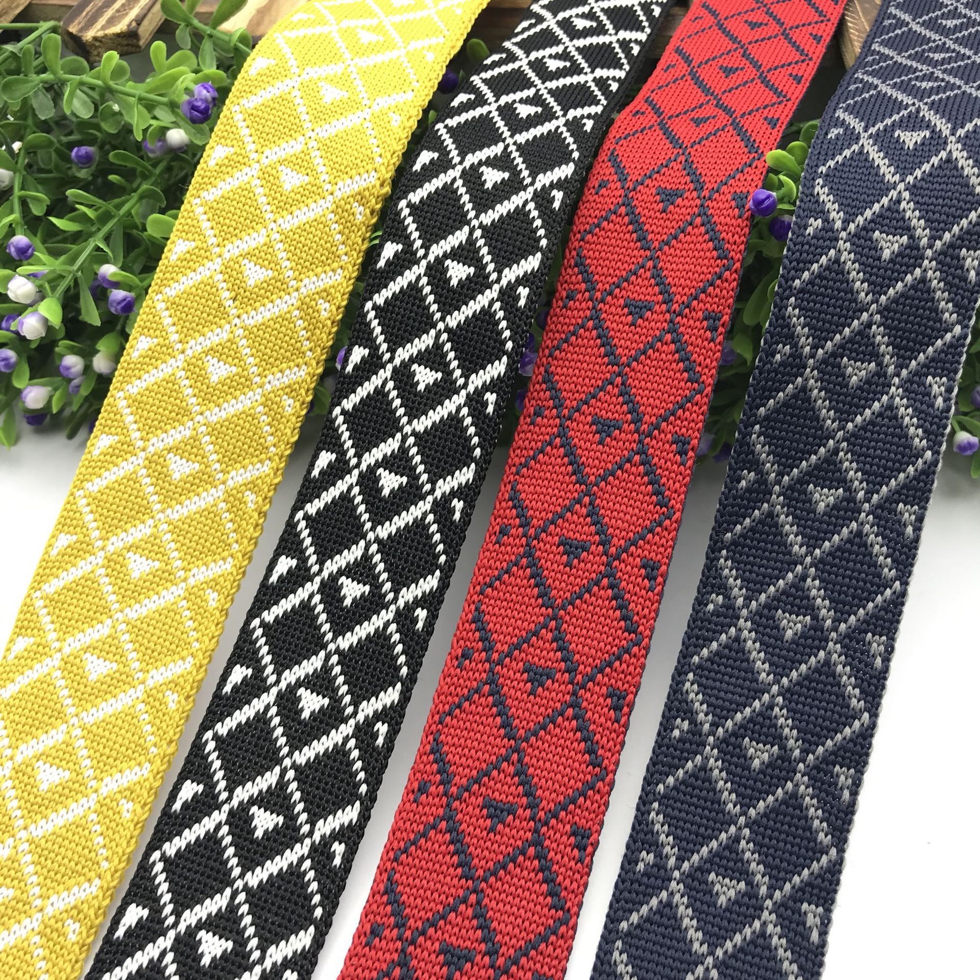 5cm方形三角形双色间色针织带009 高档运动服装带32款现货