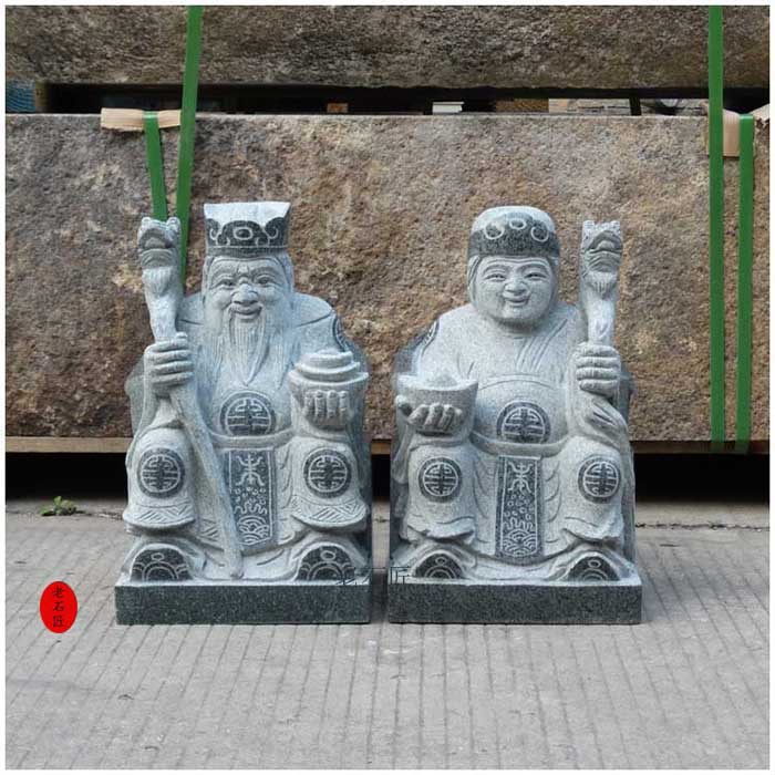 中国惠安石雕土地公婆招财土地公土地婆镇宅神仙人物雕刻土地爷