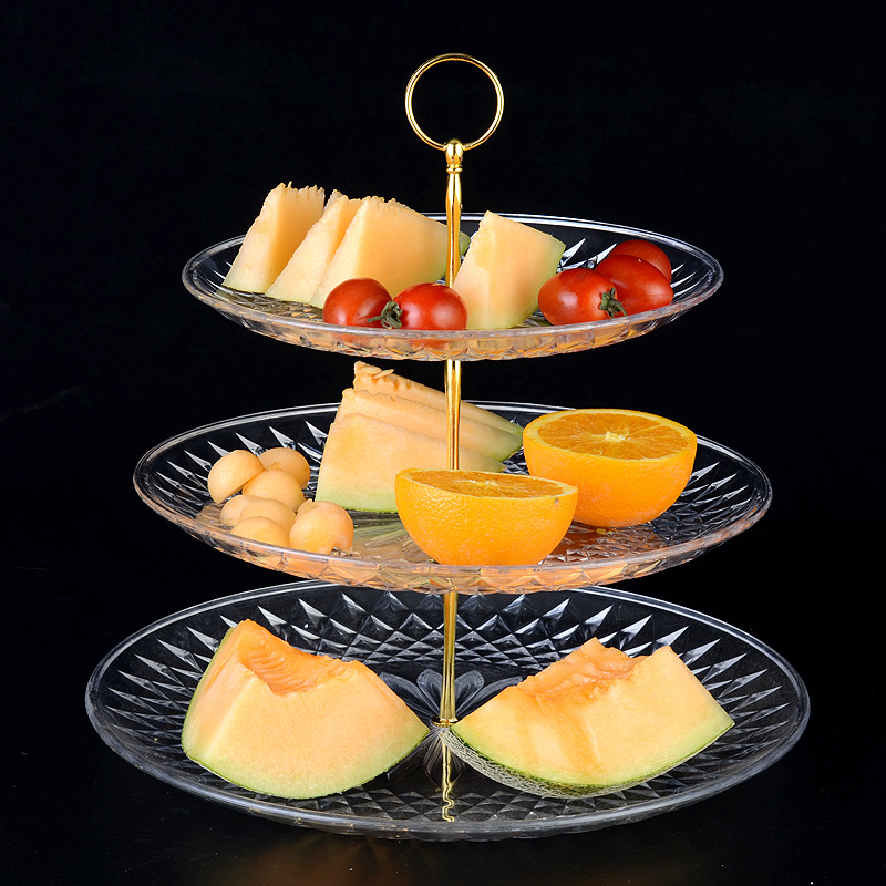 亚克力果盘三层多层架子ktv酒吧家用创意双层水果盘塑料客厅个性