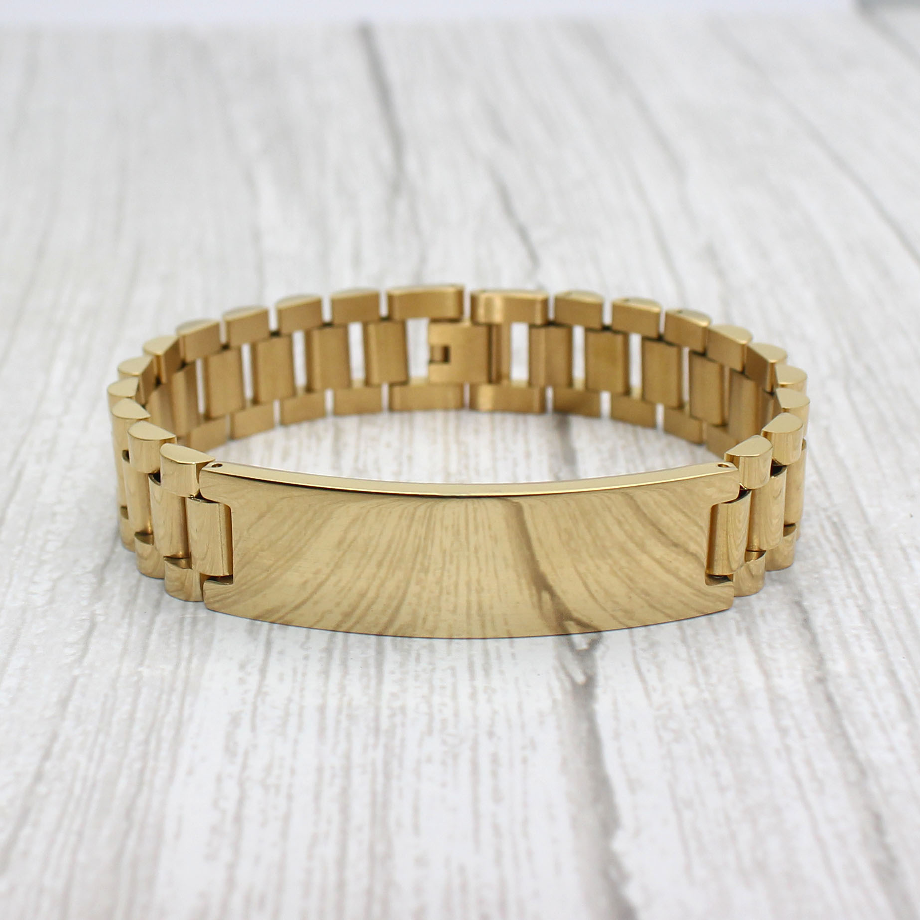 新品手表链 男士钛钢表面光面弯牌手链 时尚简约手链 zch21