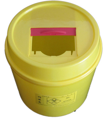 【新品特价】推盖6l圆形利器盒 锐器盒 针筒盒 医疗废物桶