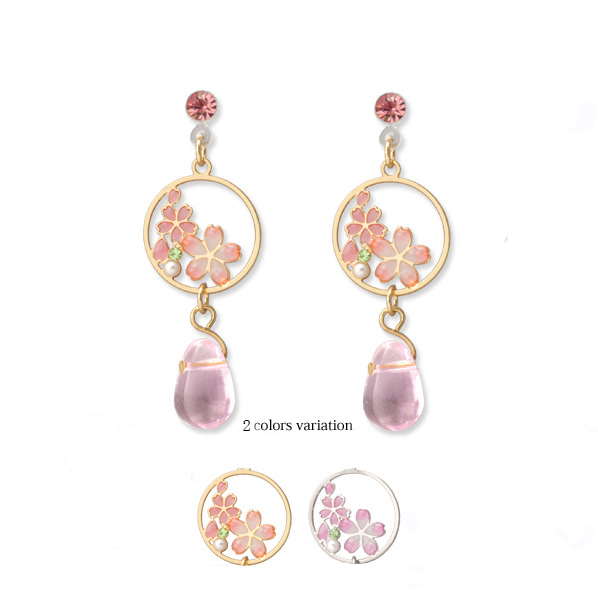 少女心日本甜美和风樱花清新超仙闺蜜耳环唯美耳饰树脂耳针耳夹