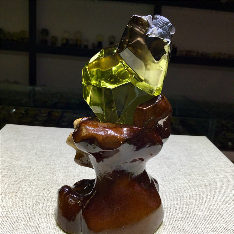 东海水晶 天然黄水晶茶水晶知了金蝉一鸣惊人步步高节节高摆件